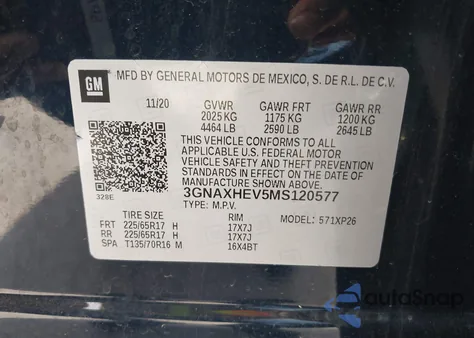 2021 Chevrolet Equinox Fwd Ls from USA, damaged, VIN 3GNAXHEV5MS120577